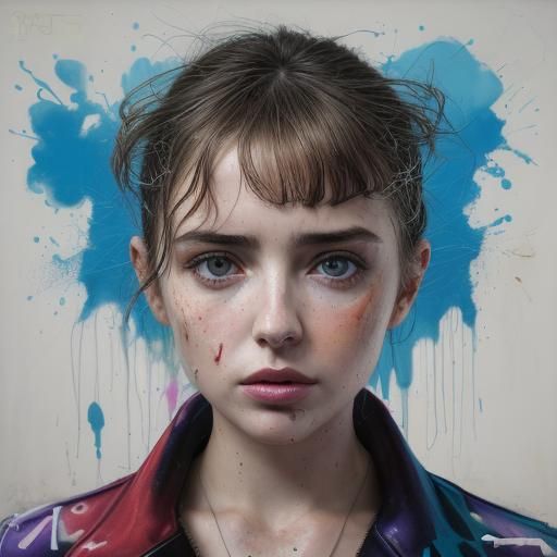 Ana de Armas Portrait in Graffiti Splash Art