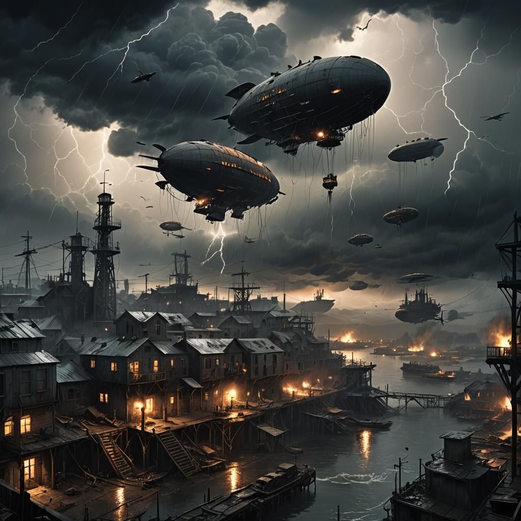 Apocalyptic Airships Unleash Havoc on Coastal Town