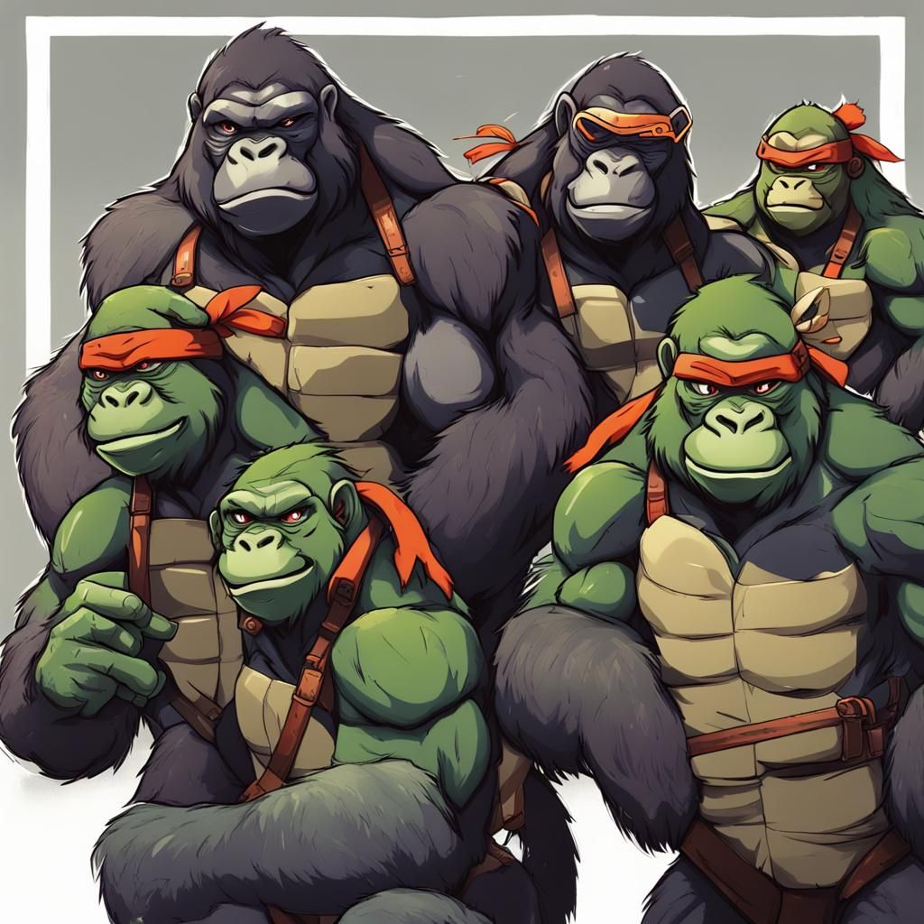 Teenage Mutant Ninja Gorillas in Anime Style