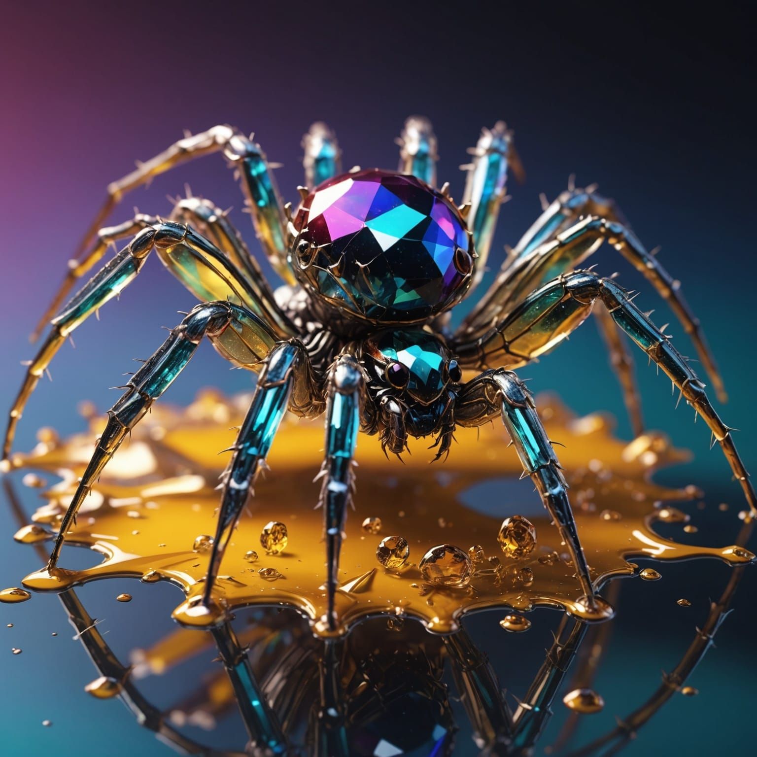 Hyperrealistic Crystal Spider in 3D
