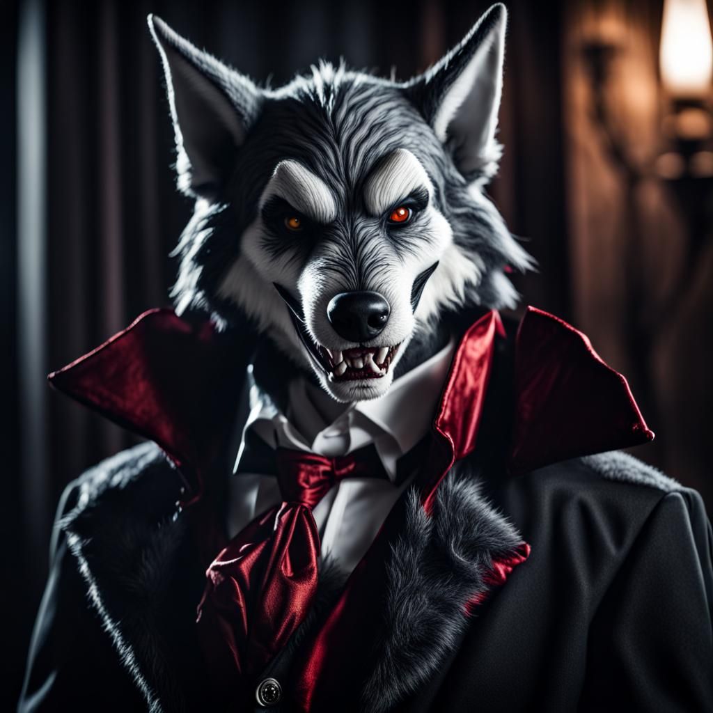 Hyperrealistic Vampire Wolf Fursuit in HDR