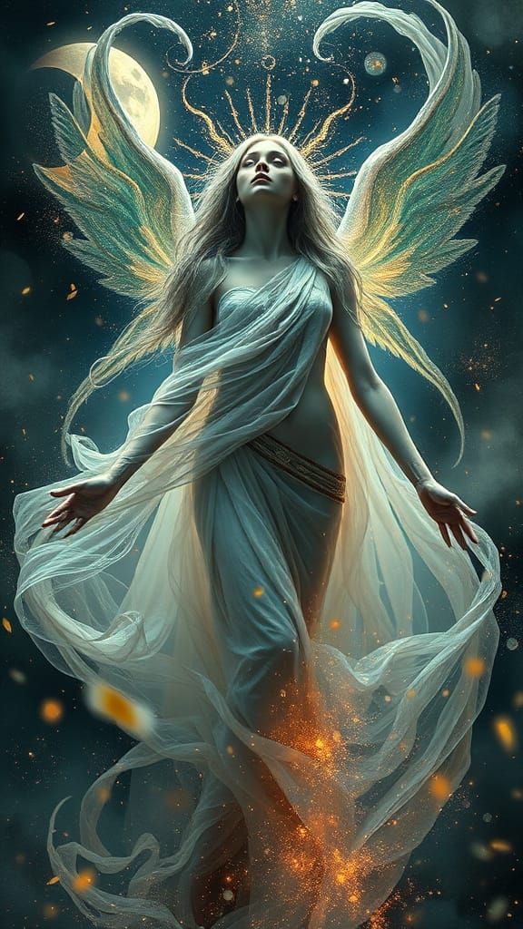 Ethereal Eve Embodies Duality in Surrealist Dreamscape