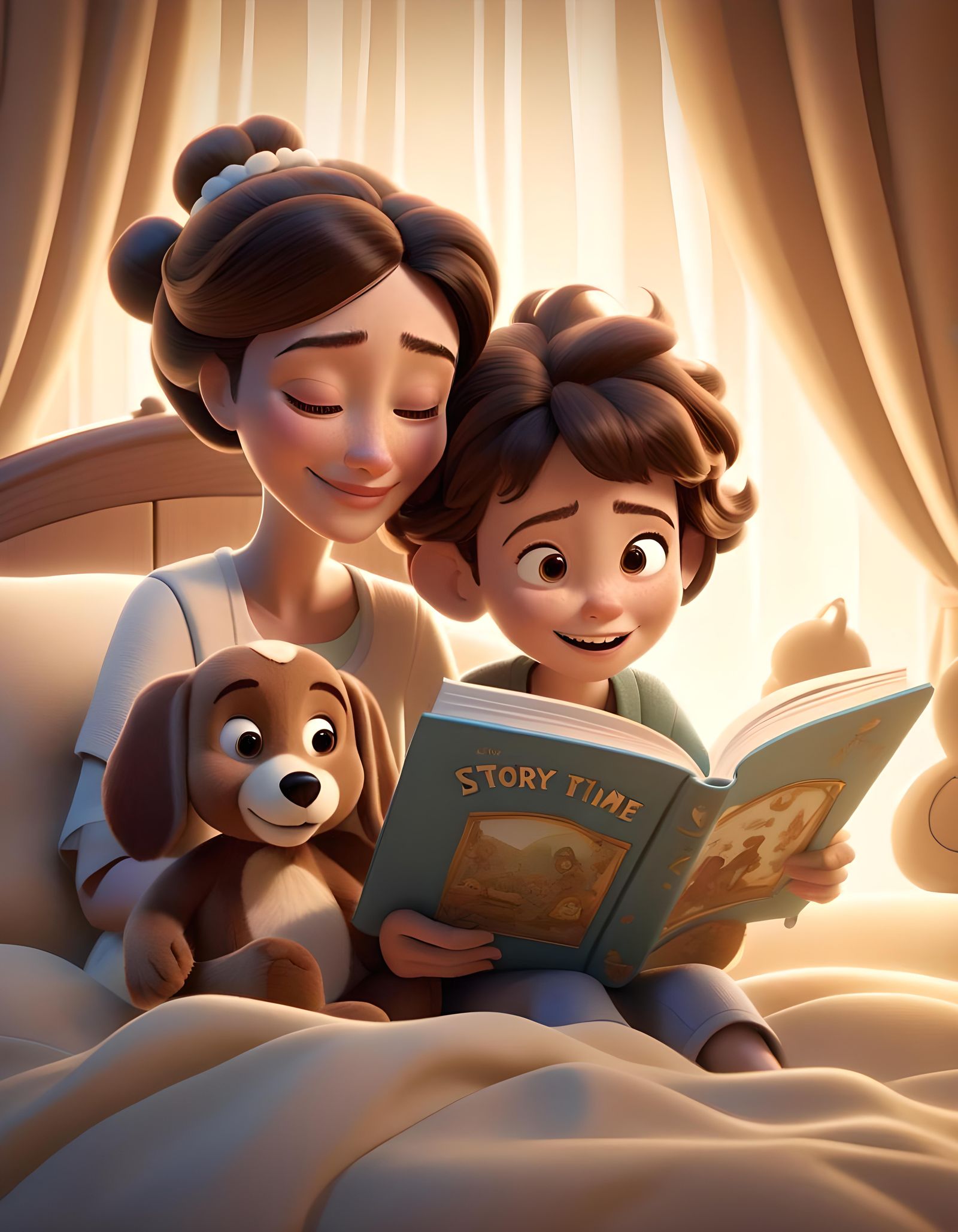 Serene Mother Portrait in 3D Animated Style