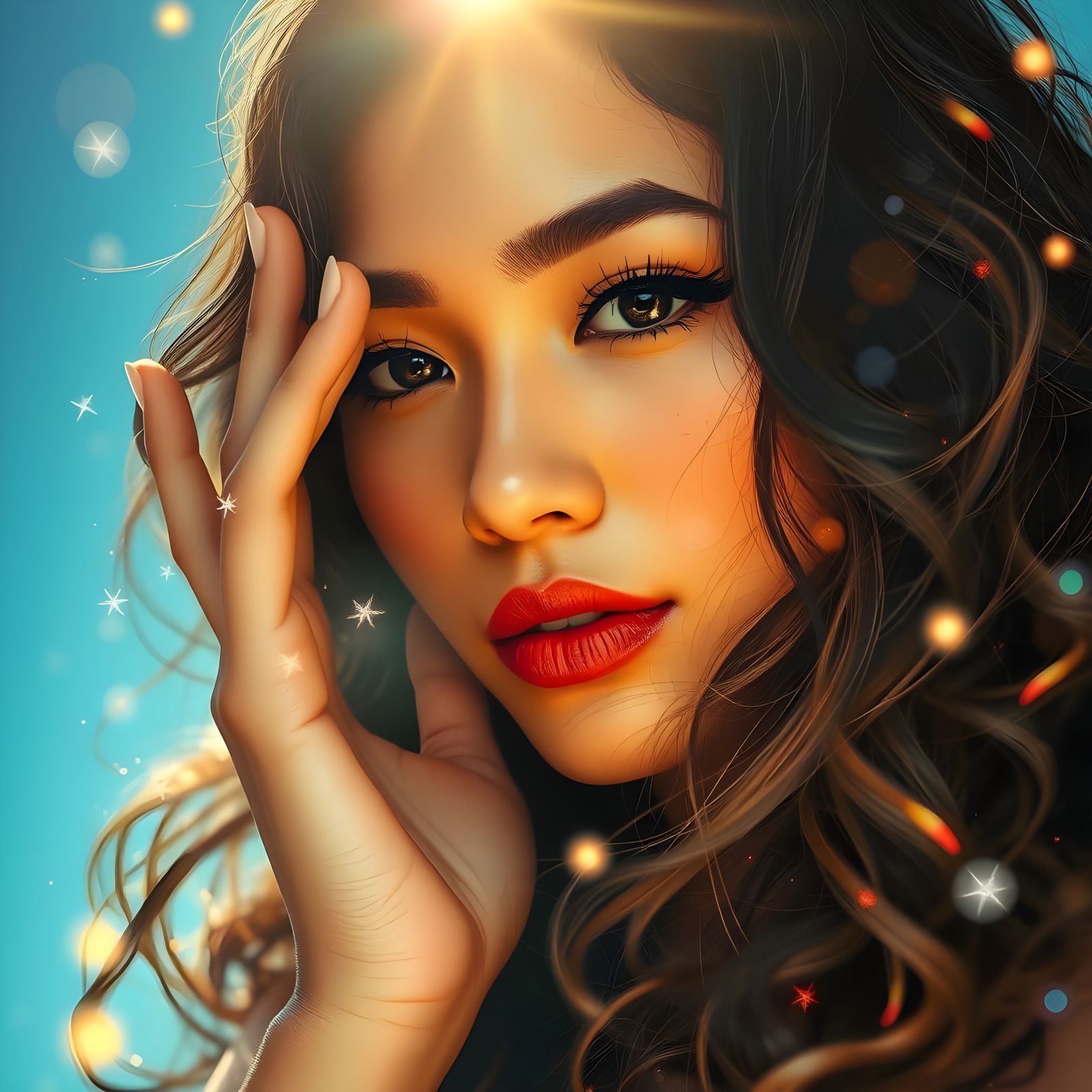 Surreal Ethereal Goddess Amidst Celestial Geometry