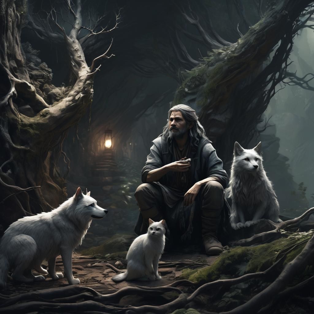 Mystical Cave Gathering in Comic Art Style