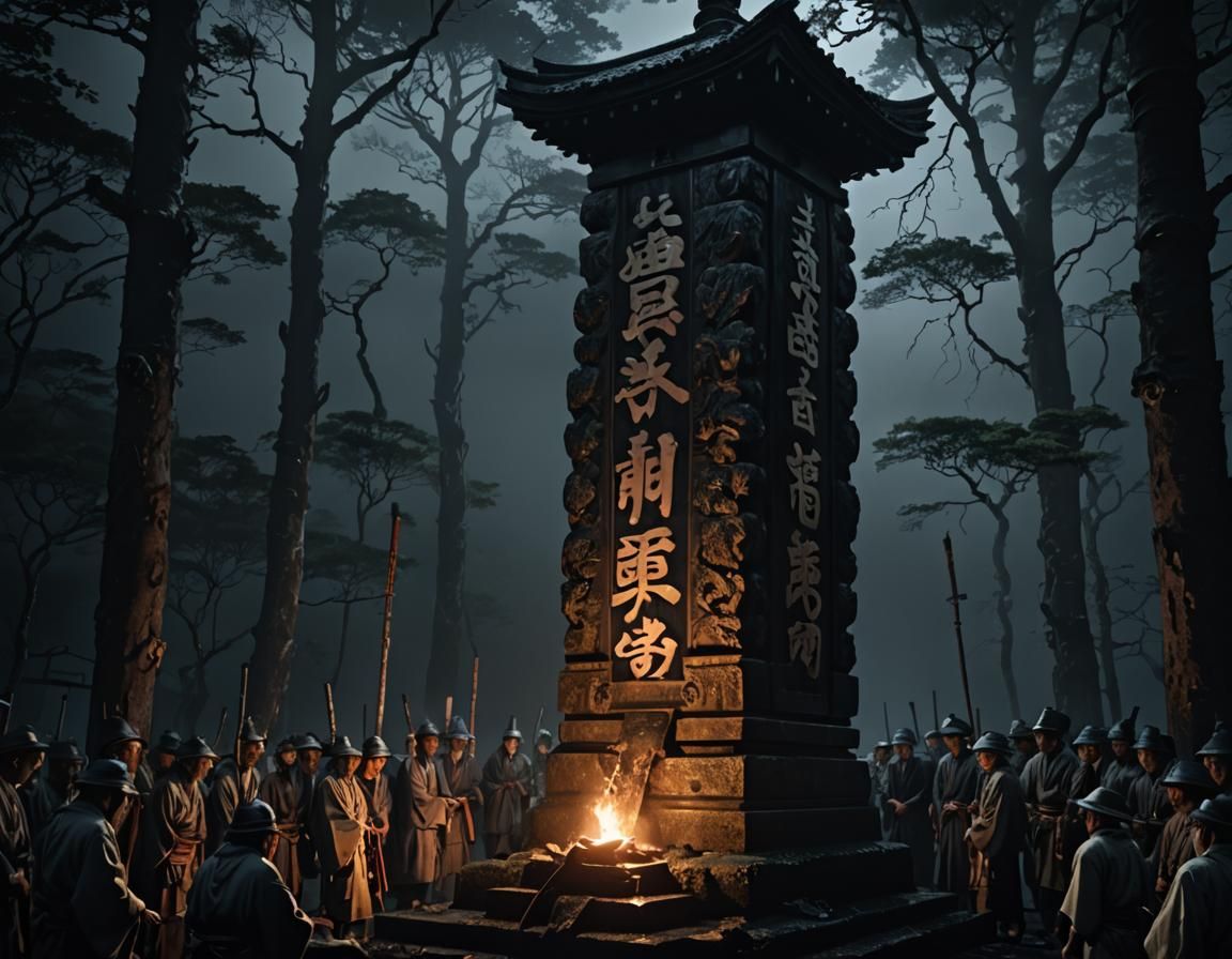 Hitobashira - detailed illustration of a traditional Japanes...