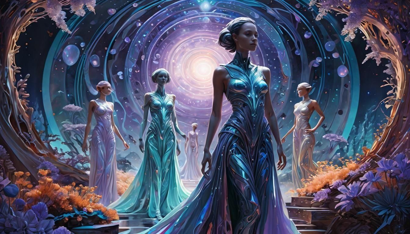 Alien Women Gather Under Twin Moons