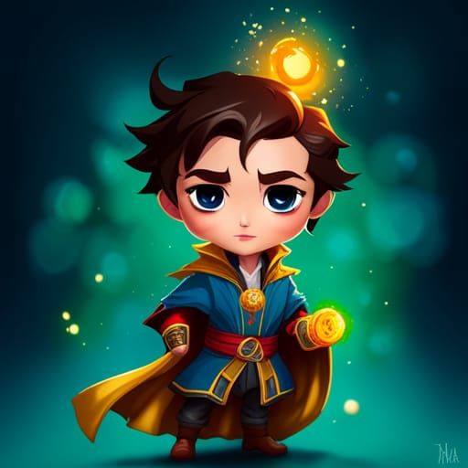 Adorable Chibi Doctor Strange in Polychromatic Splash Art