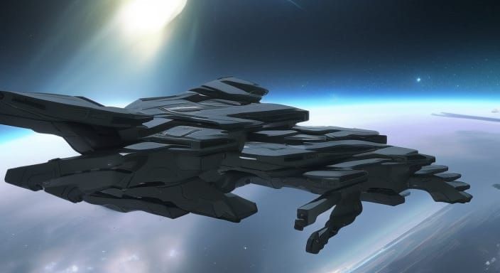 Halo-Inspired Murder Drone Starship Fleet in Space