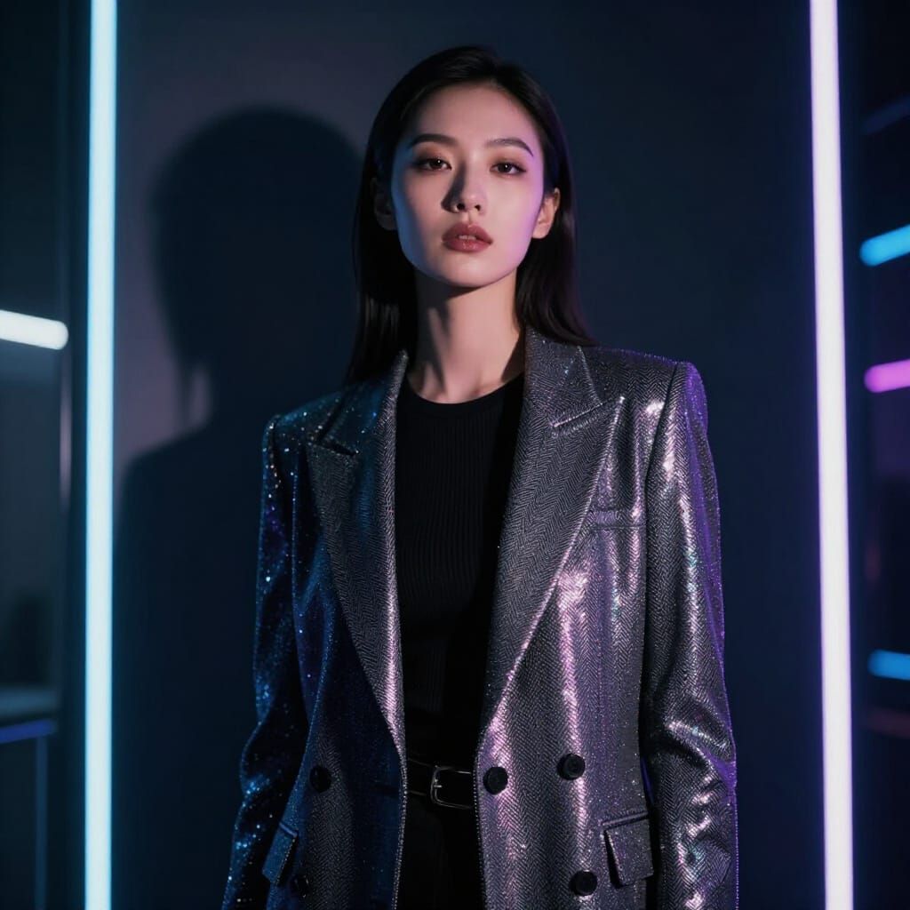 Cyberpunk High Fashion Portrait with Neon Rim Light