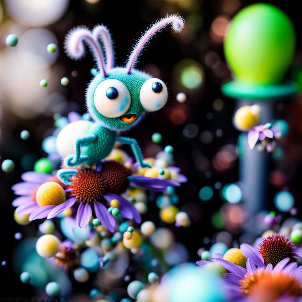 Colorful Alien Bugs Swarming in Light Dust Clouds