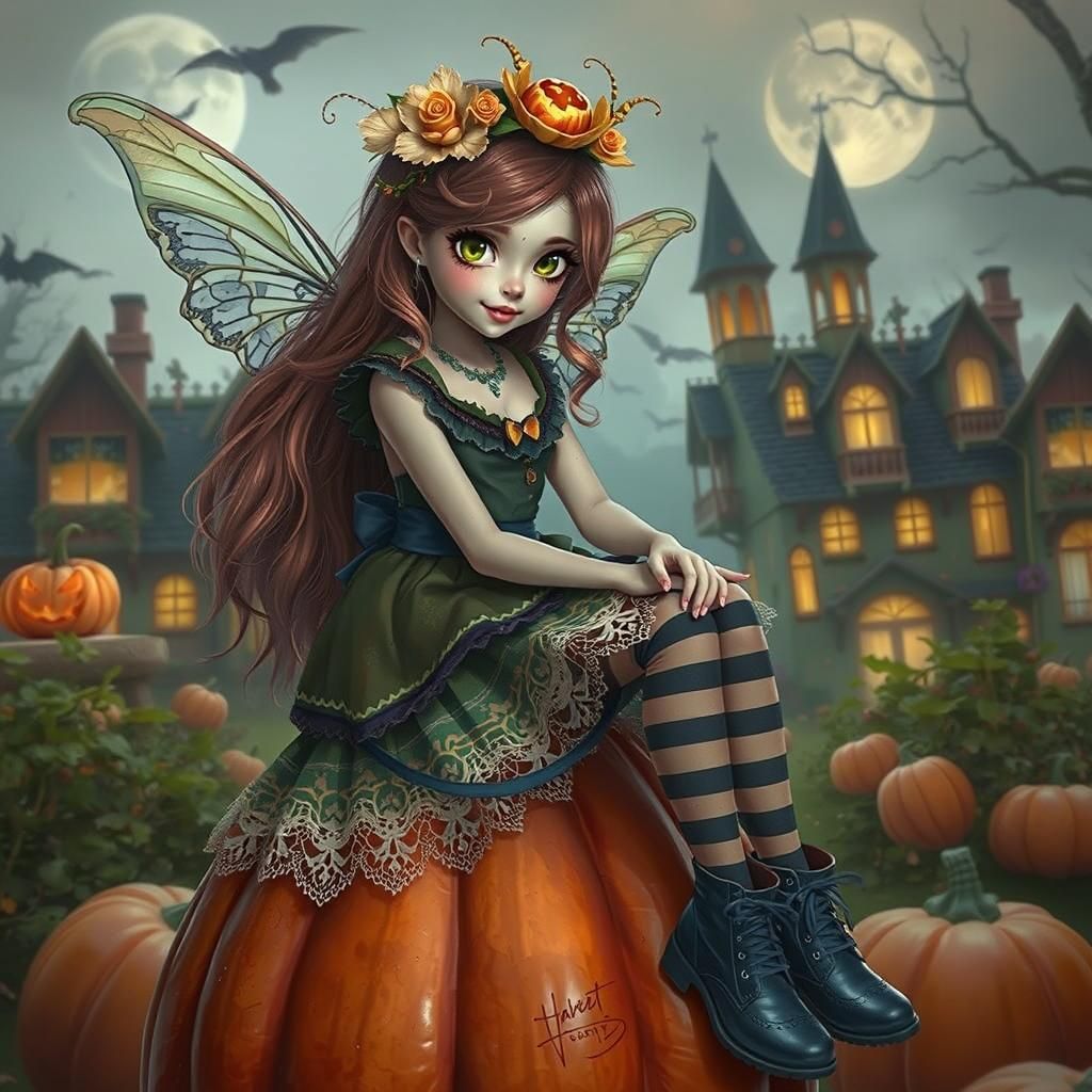 Halloween Fairy in Halloweentown: Digital Masterpiece
