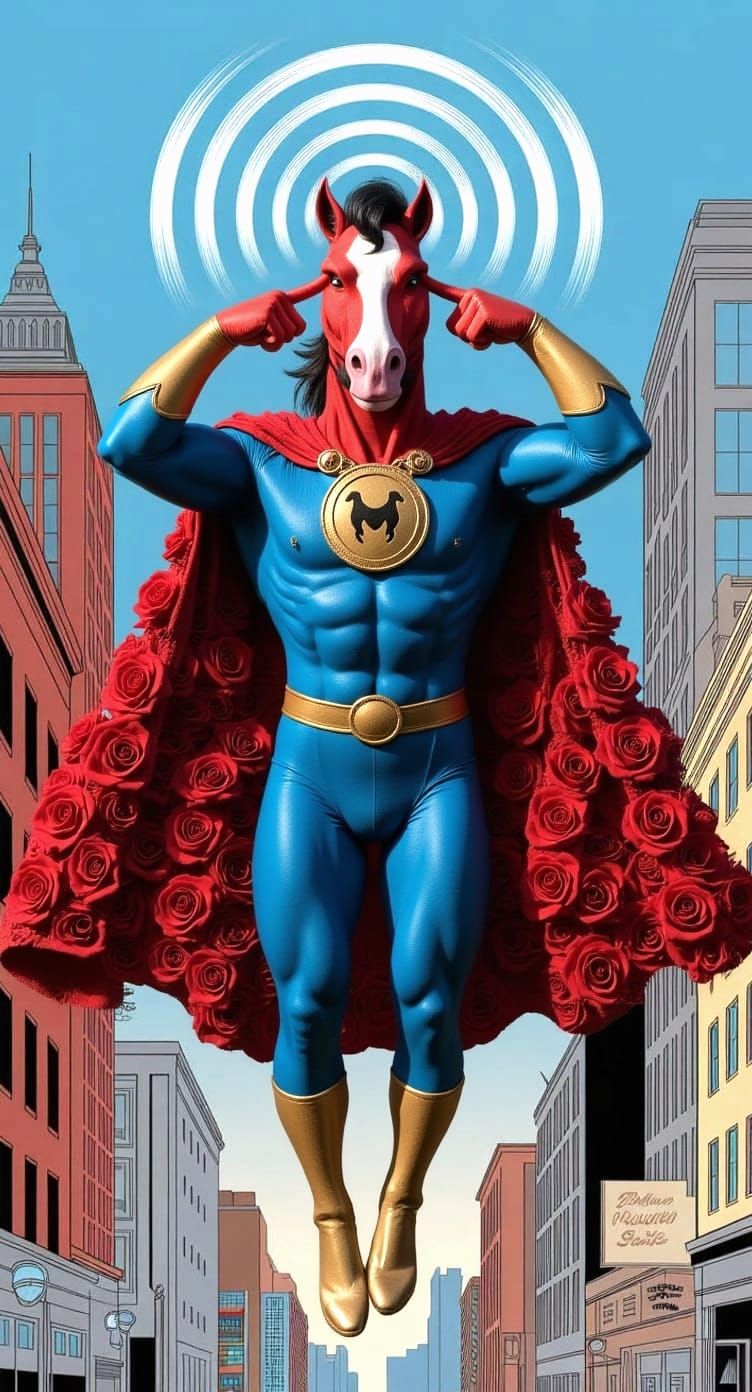 Photorealistic Horse with Rose Cape