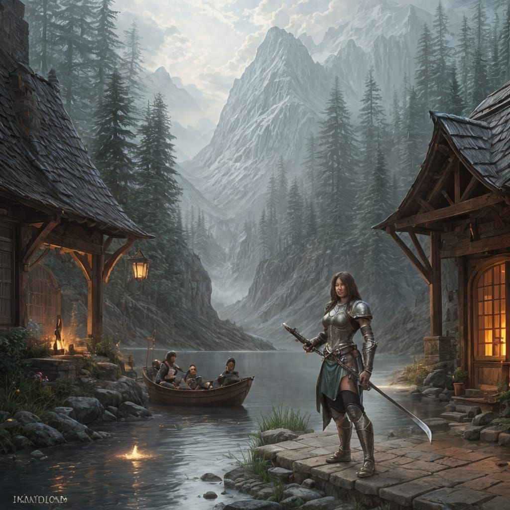 Middle-Eastern Warrior Rests Outside Tavern