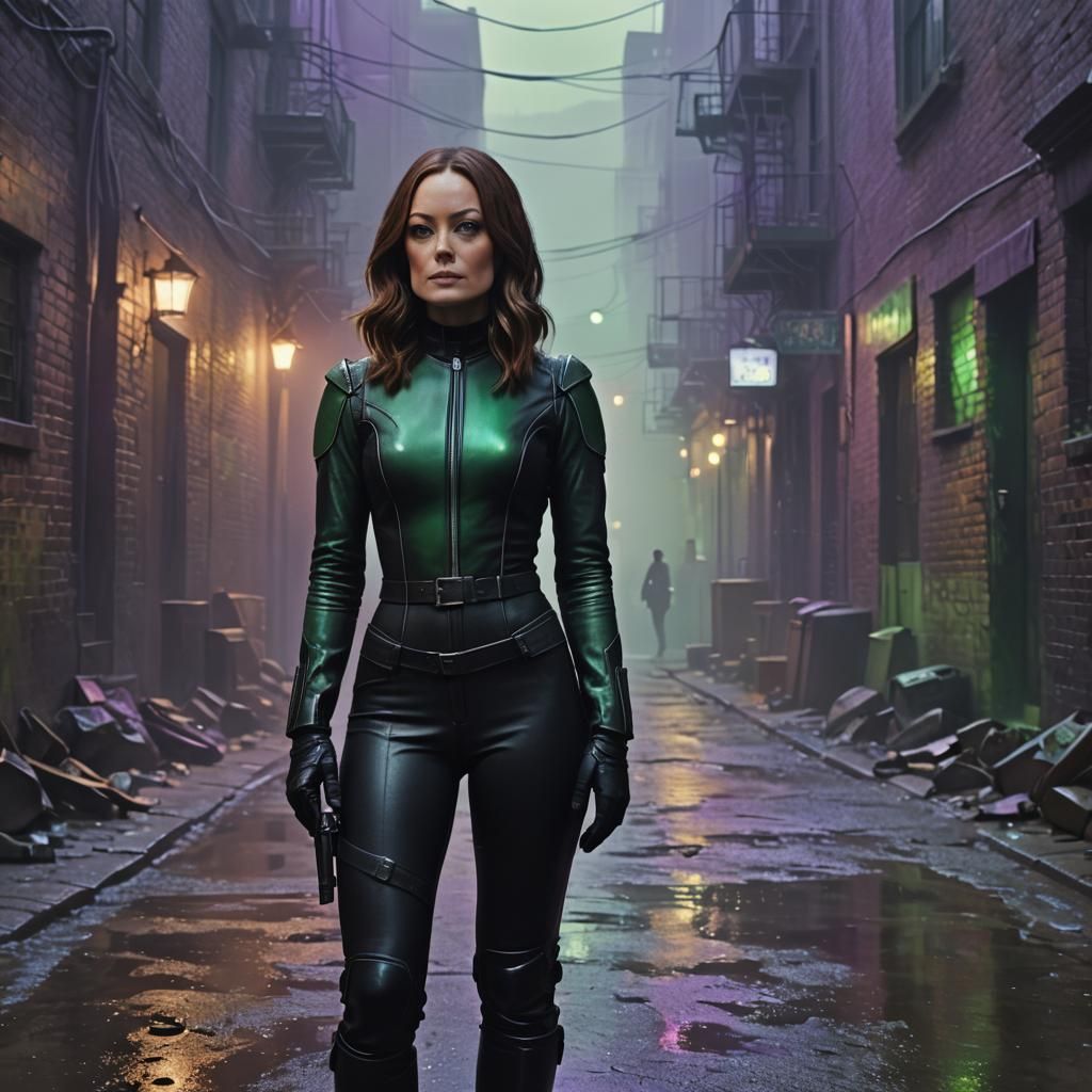 Emma Peel in Post-Apocalyptic Alleyway, Digital Art