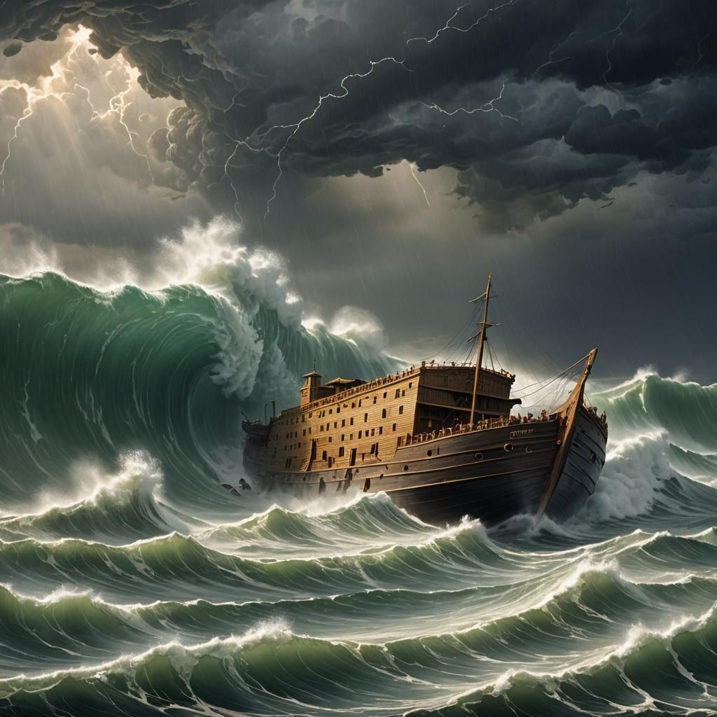 Noah's Ark Amidst Stormy Seas