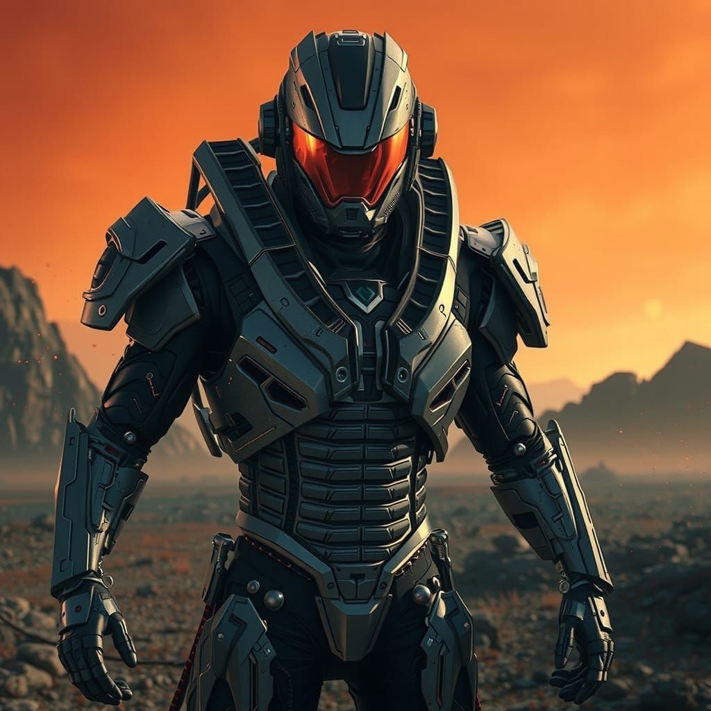 Epic Sci-Fi Alien Soldier in Hyperrealistic Armor