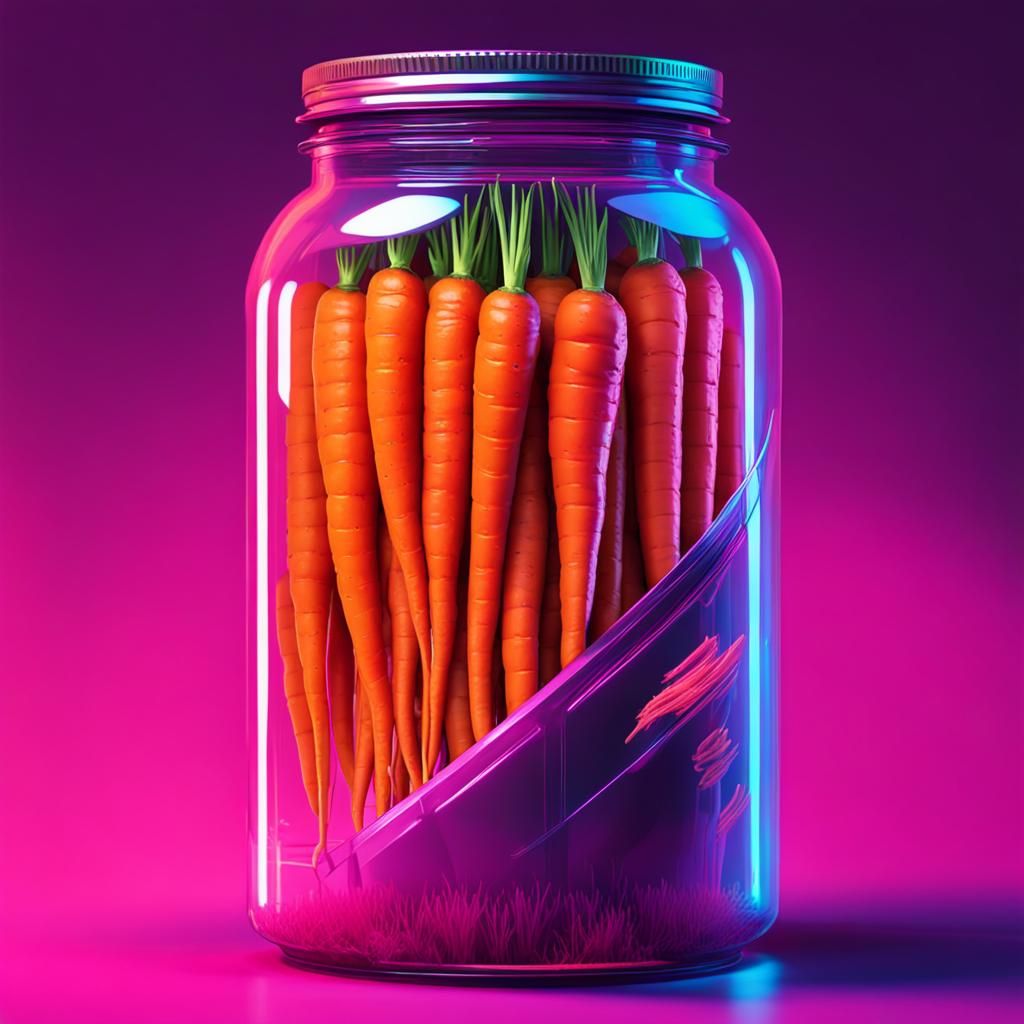 Lacto-Fermented Carrots in Cyberpunk Neon Style