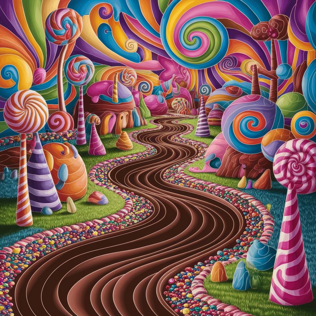 Chocolate River Flows Through Vibrant Candyland