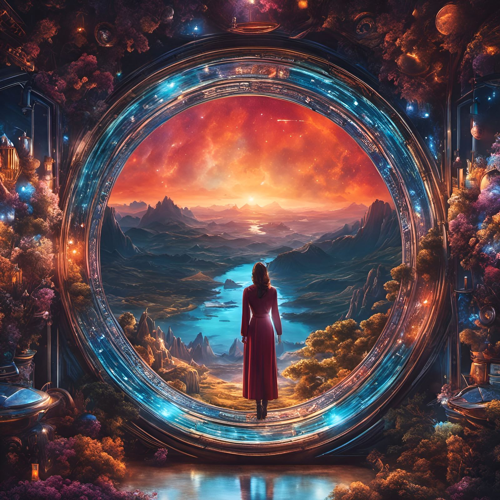 Portal Gate A Collector Watching a Sunset on A Distant Planet