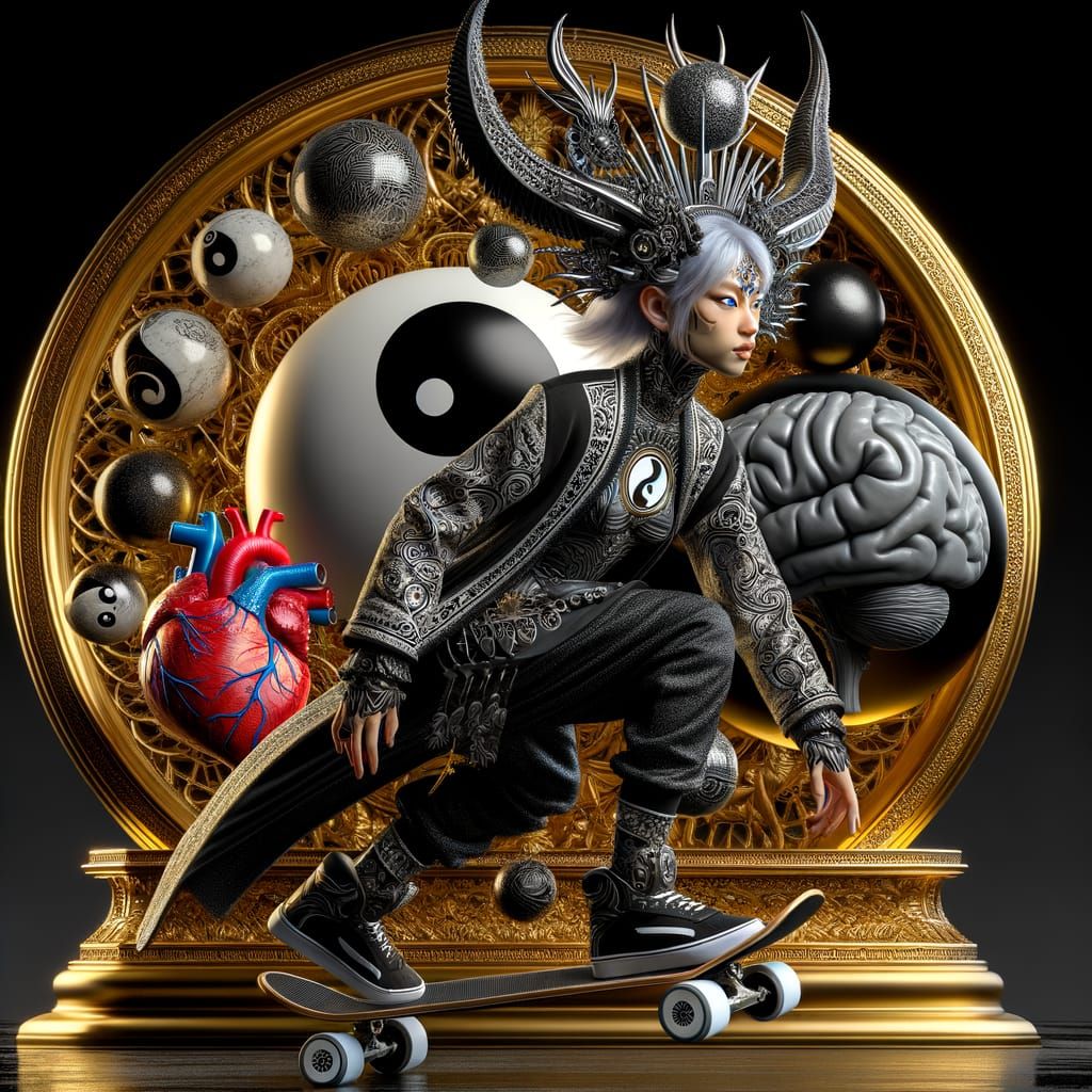 Demonic Skateboarder Balances Wisdom and Passion