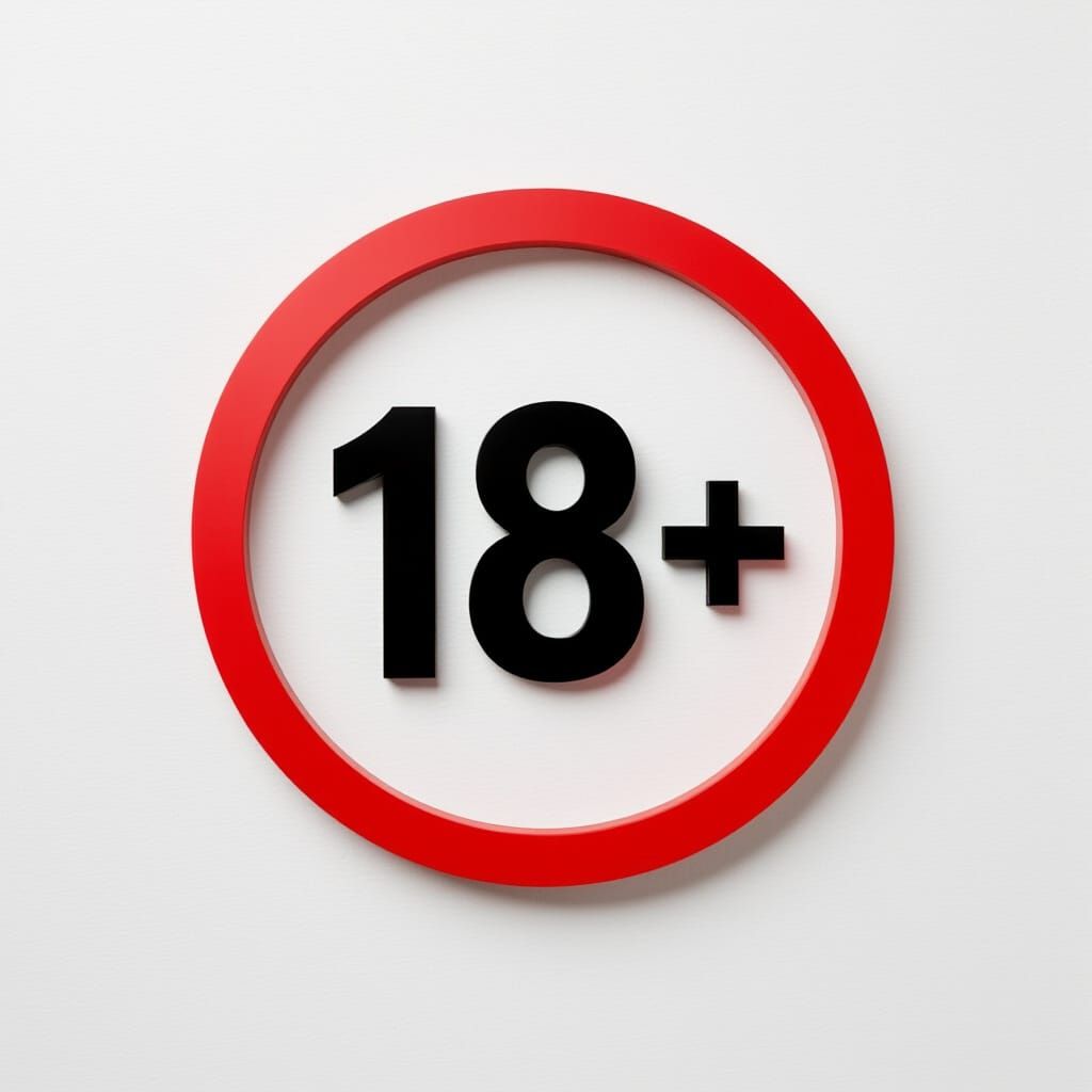Bold 18+ Design: Red Circle on White