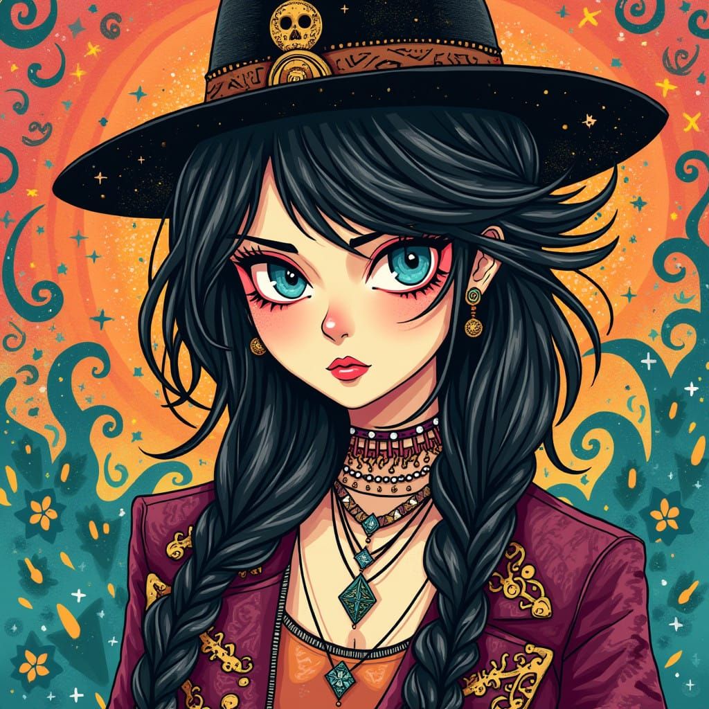 Young woman with a fierce gaze