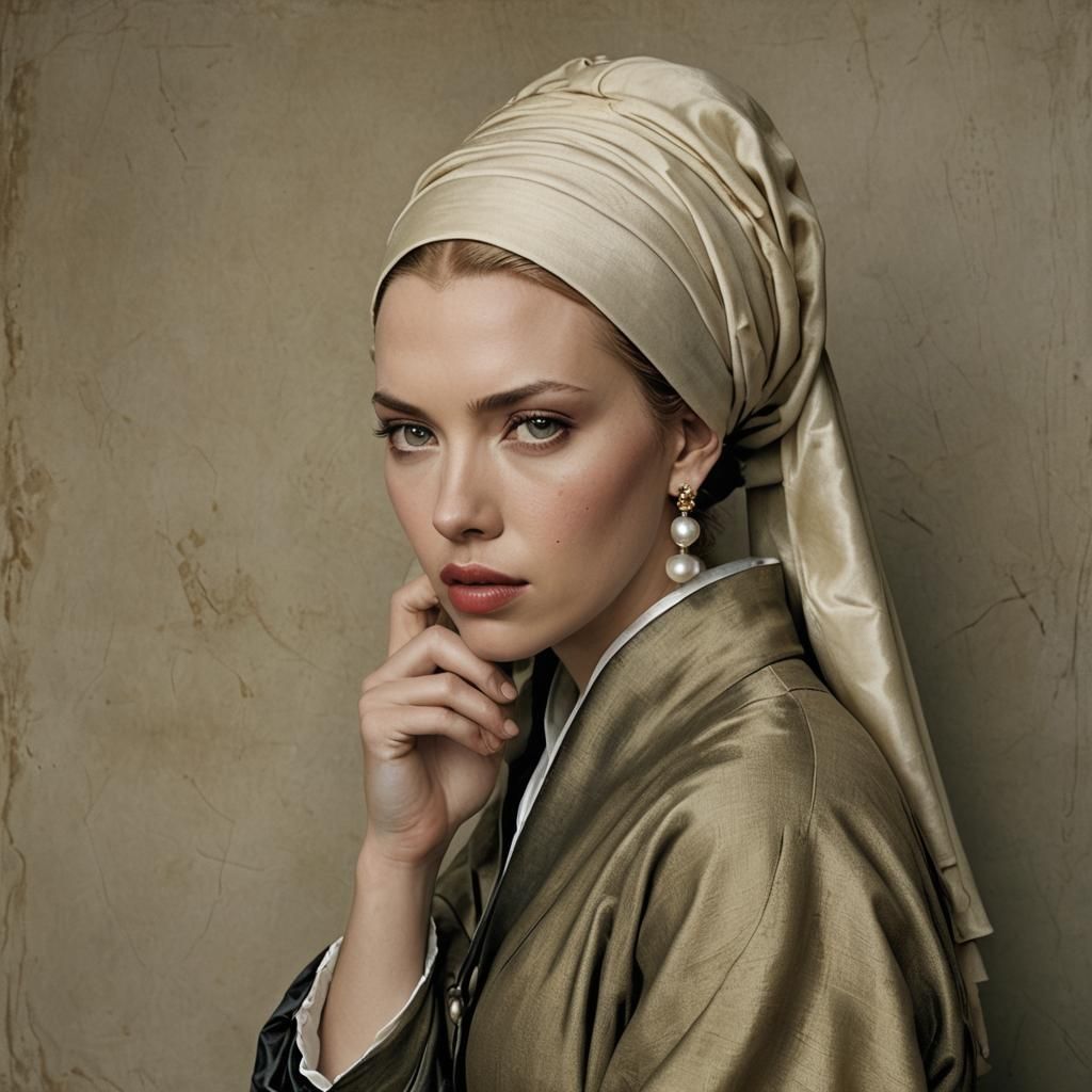 Modern Girl with a Pearl Earring Portrait