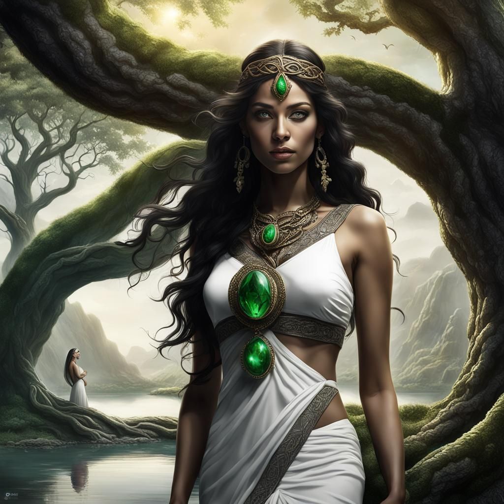 Arab Woman Praying in Garden of Eden