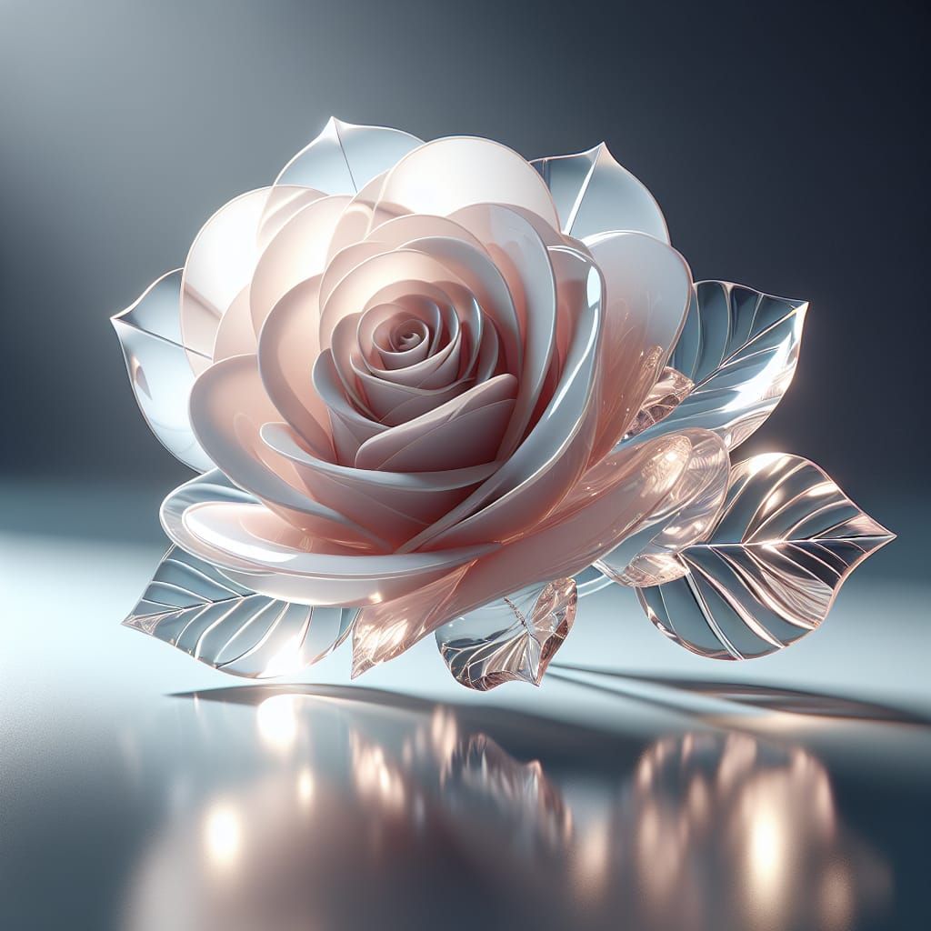 Pink Glass Rose: Stunning 3D Rendered Sculpture