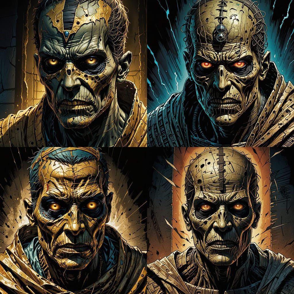 Mummified Man in Comic Book Style