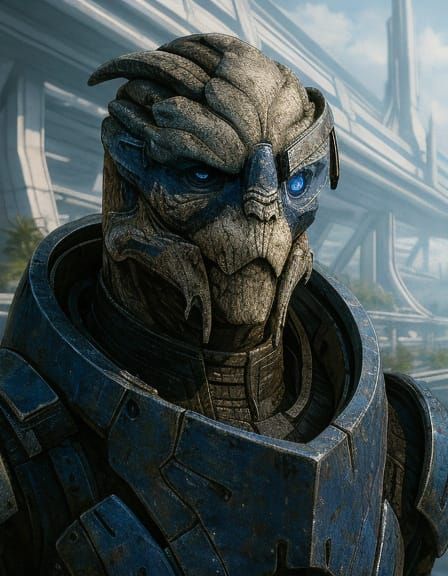 Garrus Vakarian Portrait on the Citadel in Cinematic Style