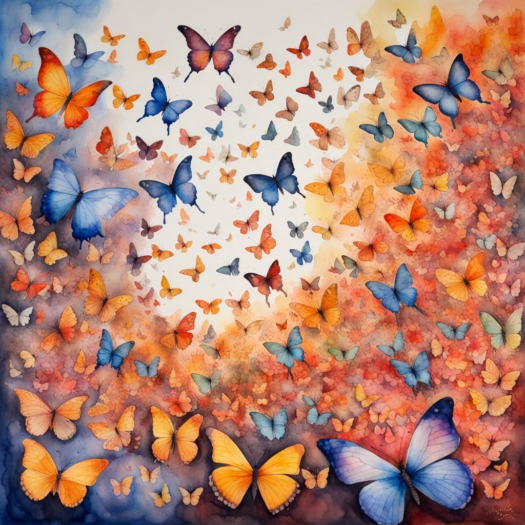 Butterfly Carpet: A Watercolor Spectacle