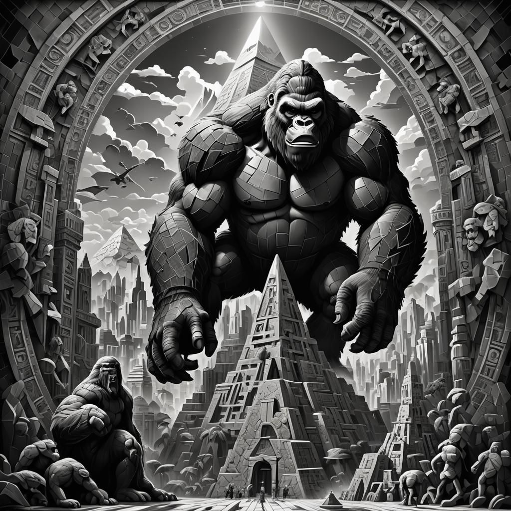 King Kong Mosaic in Black and White