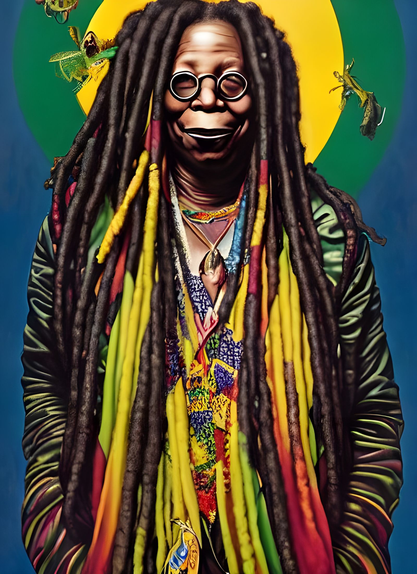 Rastafari Whoopi Goldberg in Photorealistic Style