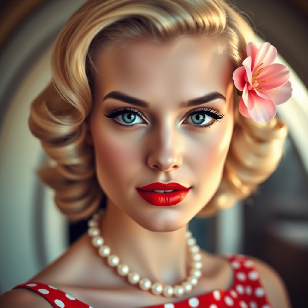 Vintage Woman Portrait with Classic Beauty and Elegance