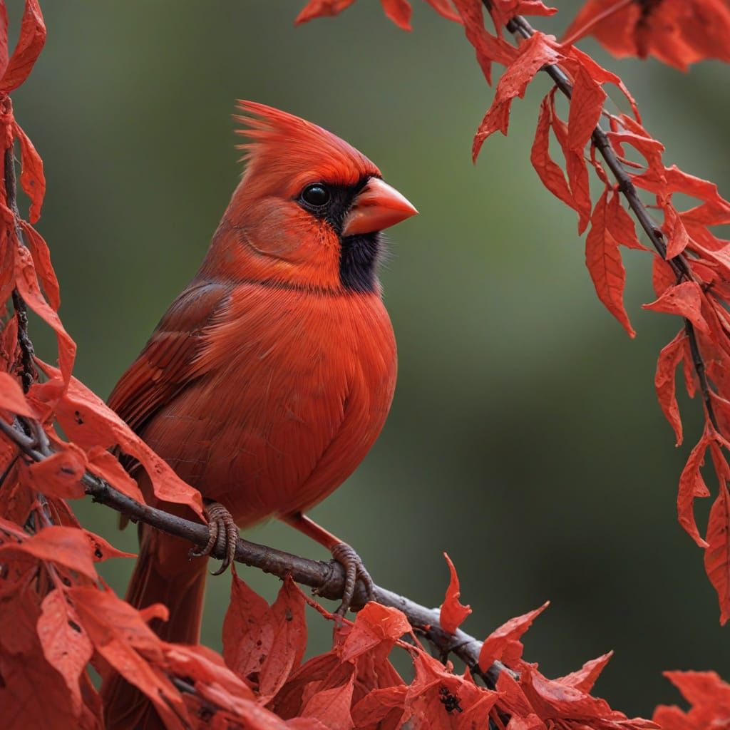 Cardinal Scarlet Veil: A Striking AI Art Piece