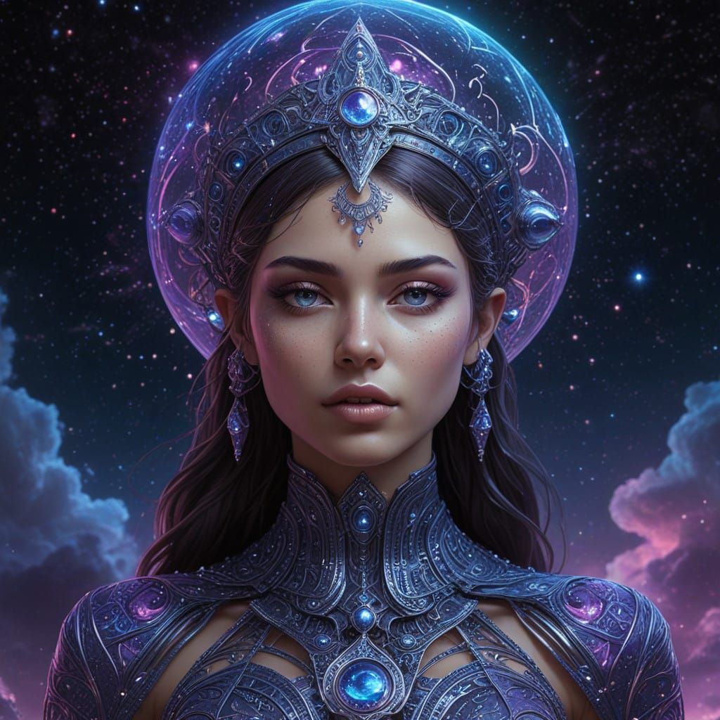 Stellar Base in Iridescent Hues Soars Through Starry Sky