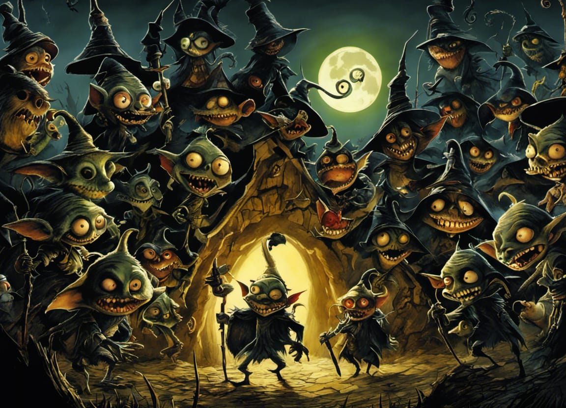 Goblins in Tim Burton Style Illustration