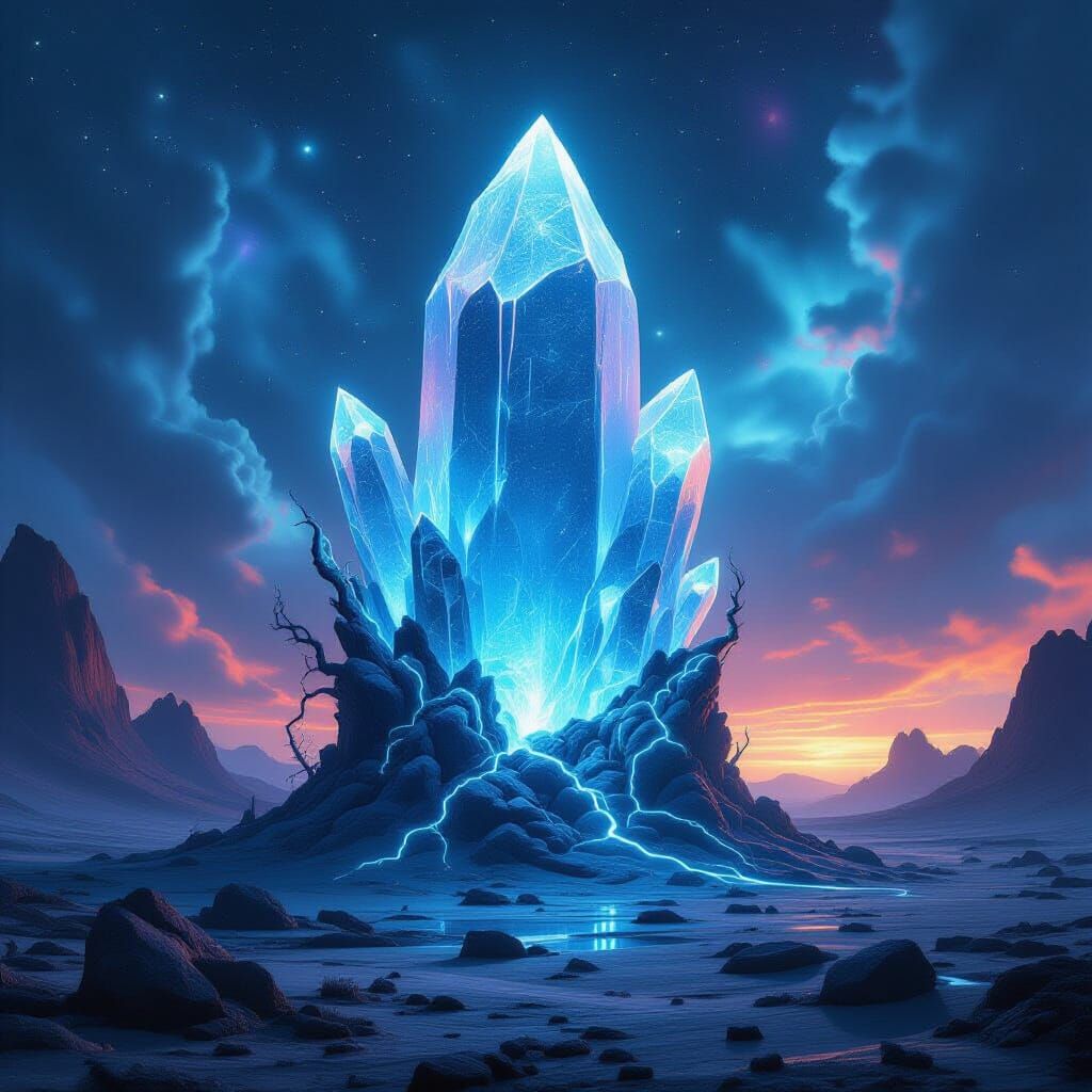 Alien Crystal Eruption in Nebulae Sky