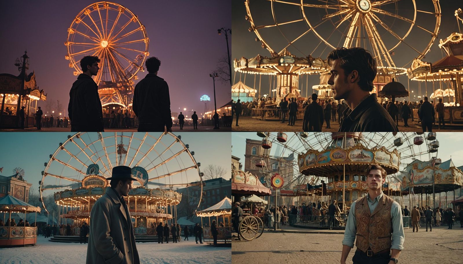 Surreal Circus City at Night, Cinematic Film Still