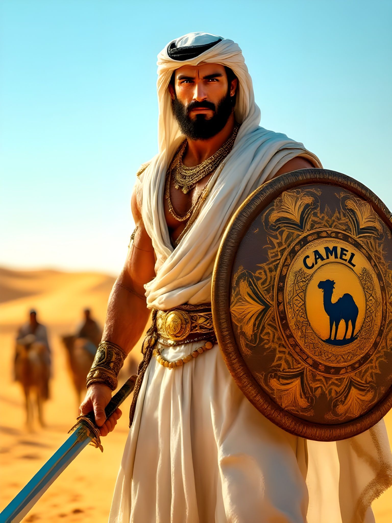 Regal Arabian Warrior in the Golden Desert