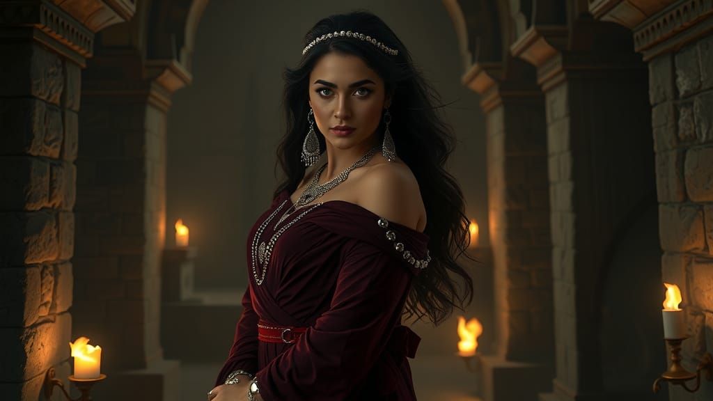 Roman Woman in Stone Edifice: Fantasy Concept Art