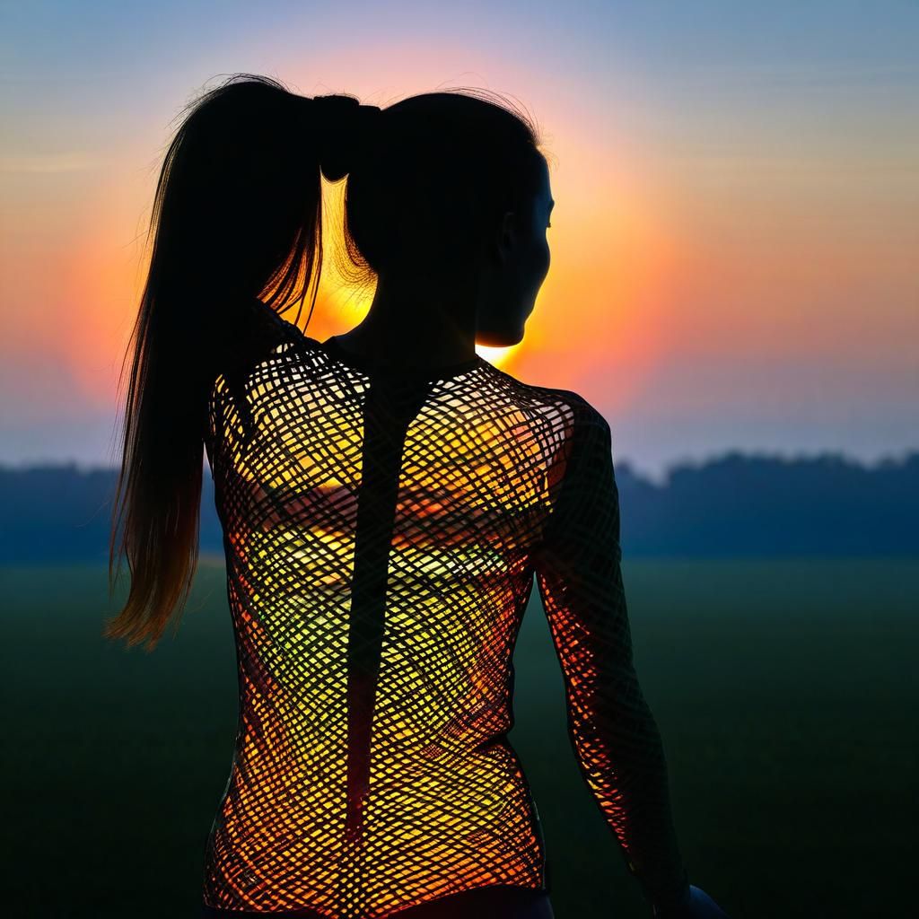 Ethereal Silhouette: Woman Amidst Sunset