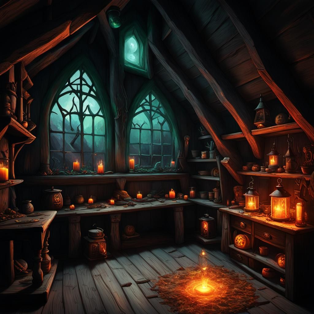 Witch House Interior: Light and Darkness