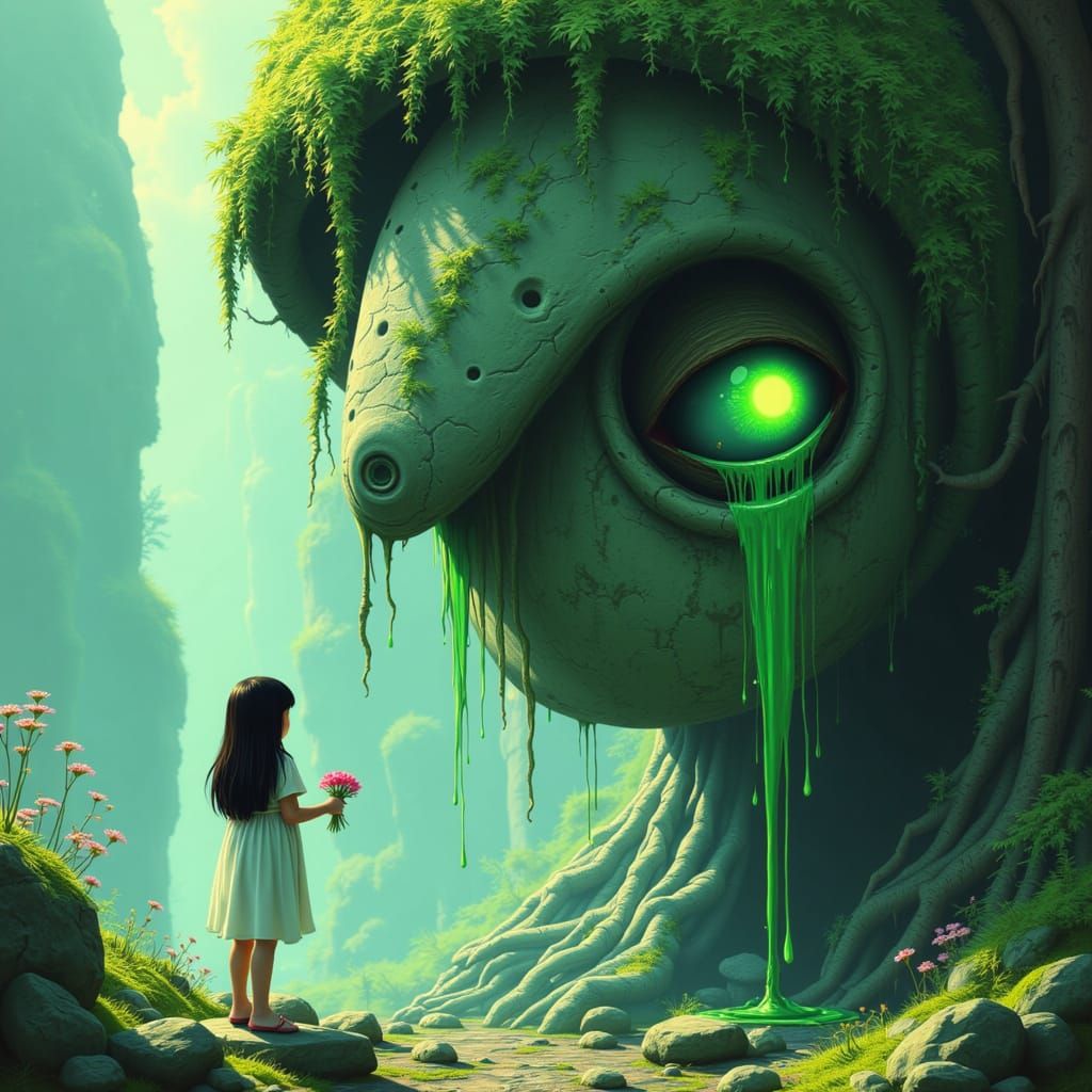 Robot Rock Face Offering in Anime Style