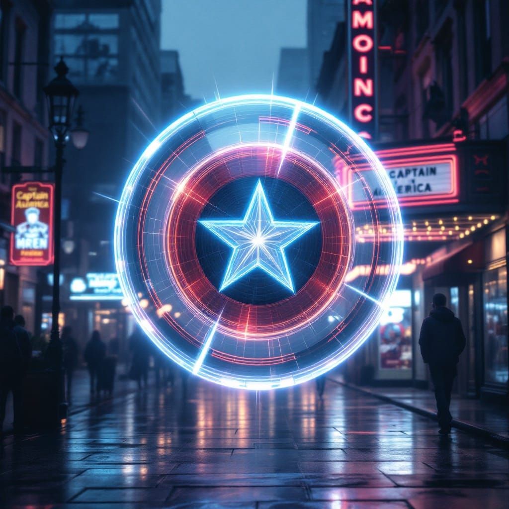 Surreal, Hyper-Realistic Hologram of Captain America's Shiel...