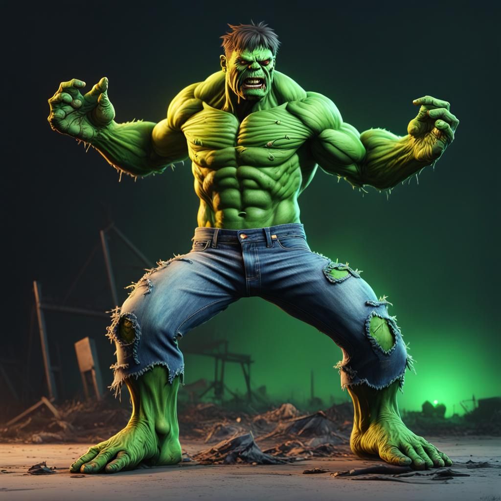 Hyperrealistic Zombie Hulk in Nuclear Wasteland