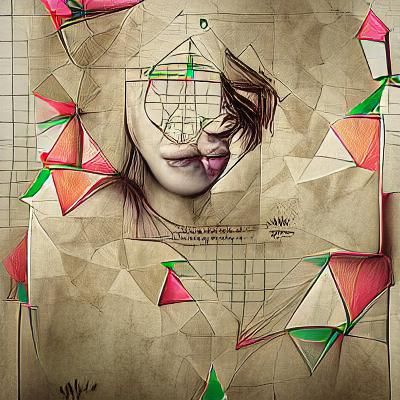 Geometric Sketch of People in Mixed Media Style
