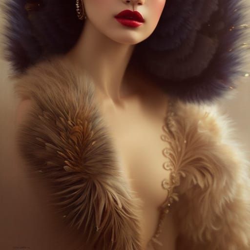 Wolf Goddess with Glistening Skin in Fantasy Art